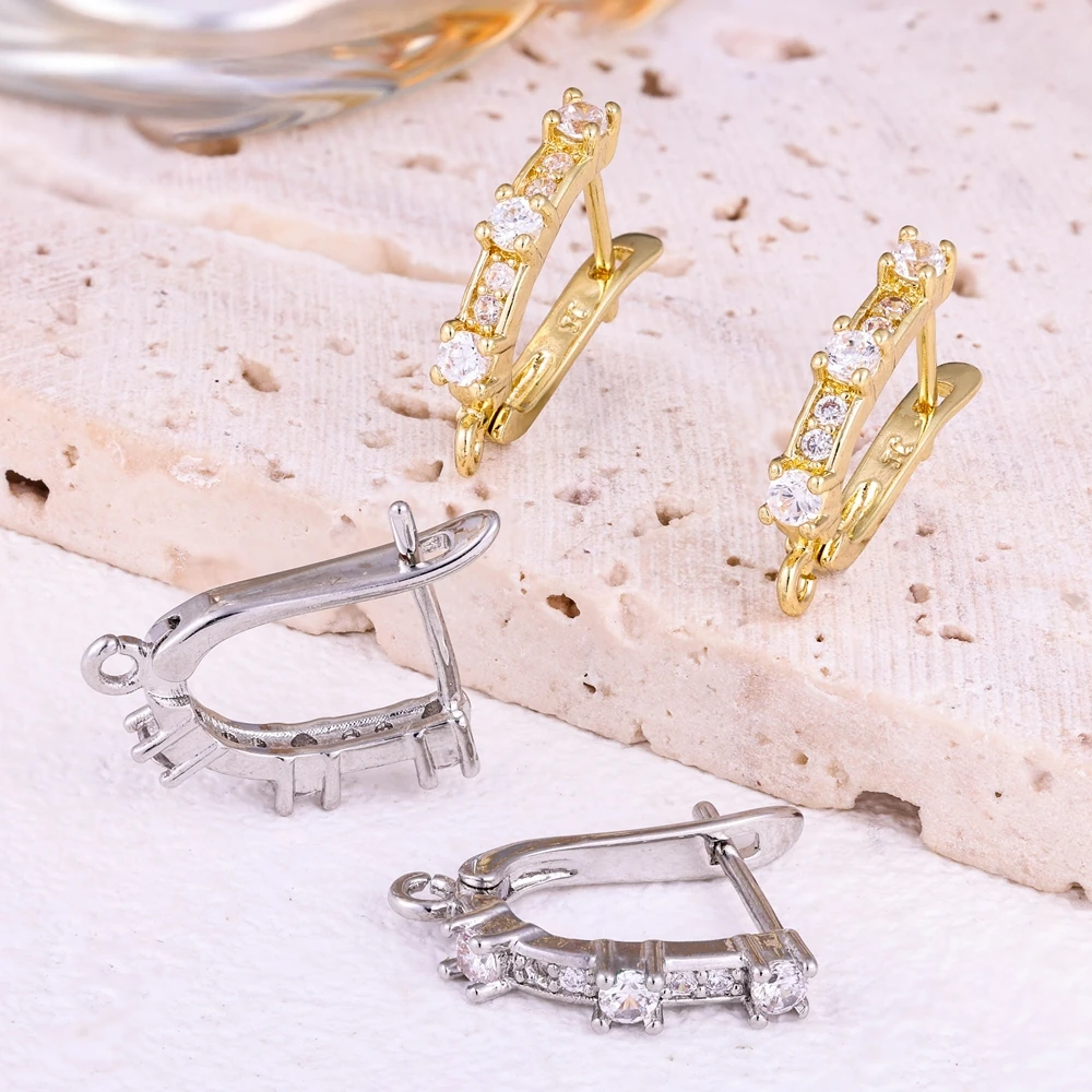 Juya 수제 장식 CZ 기본 패스너 후크 귀걸이 잠금 액세서리 DIY 럭셔리 여성 매달려 매력 귀걸이 만들기