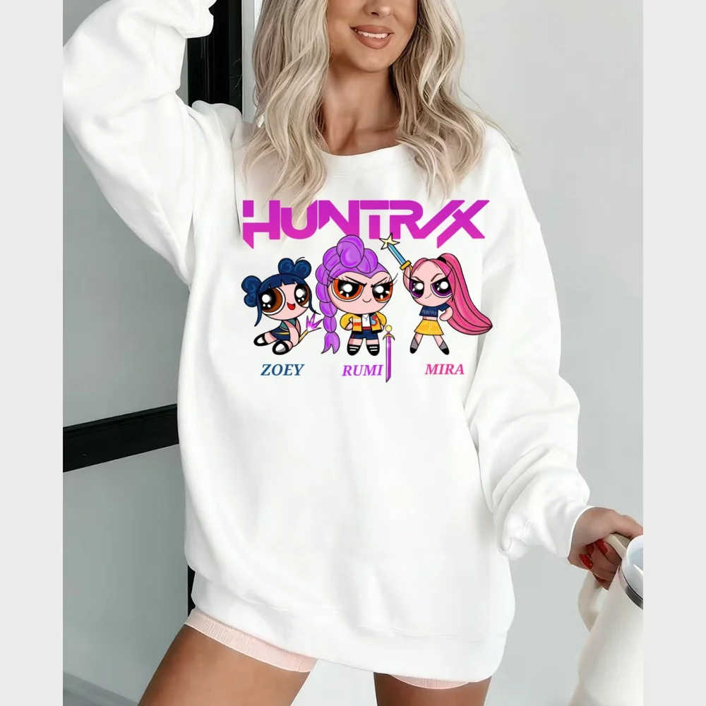 K-pop men's and women's fashion cartoon trend pullover hoodie witch hunting women's group sweater retro cool street top