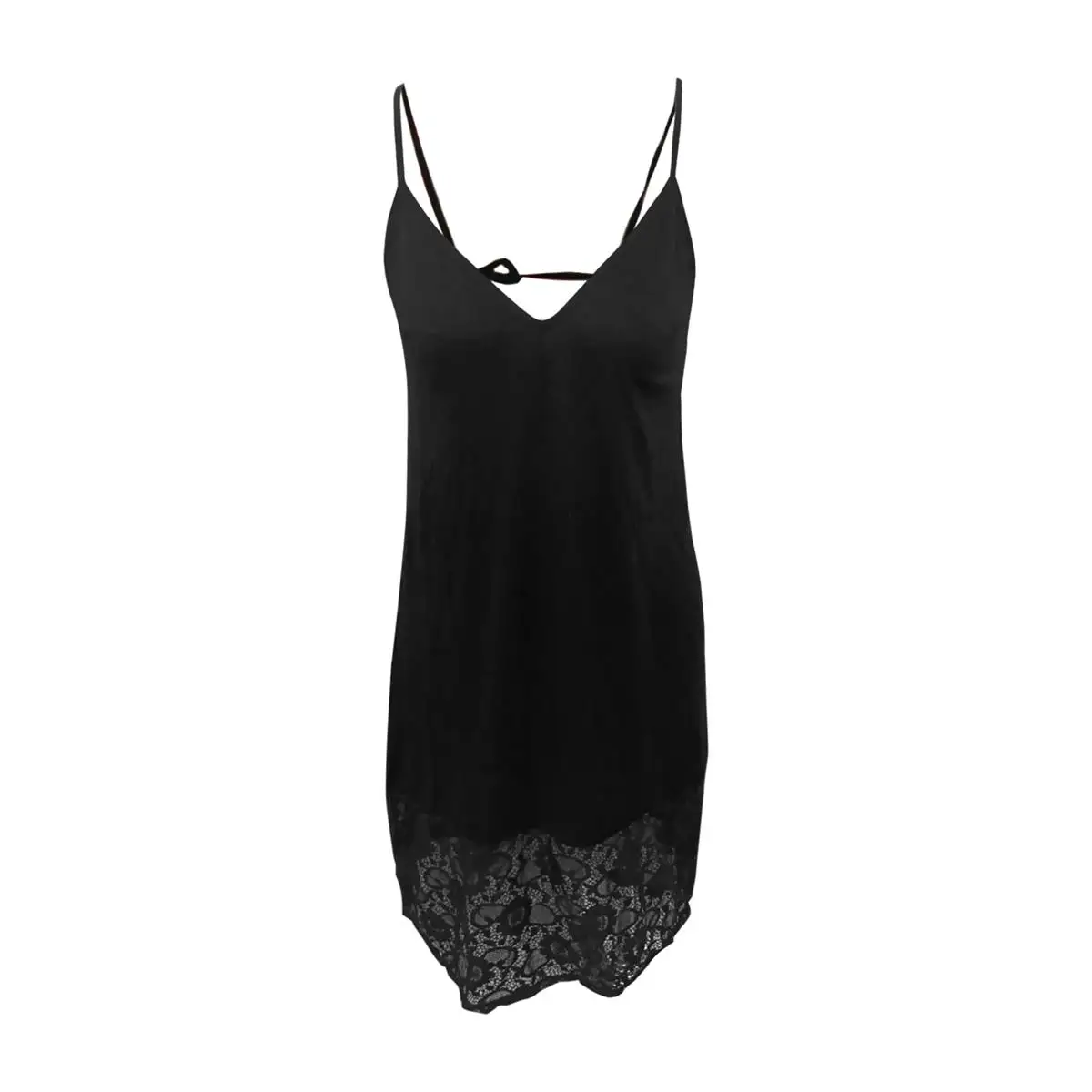 ชุดเดรสสายเดี่ยวลายลูกไม้สีตัดกันชุดเดรสสายเดี่ยวแขนกุดคอวีหรูหราสำหรับฤดูใบไม้ผลิและฤดูร้อนเสื้อผ้าของผู้หญิง