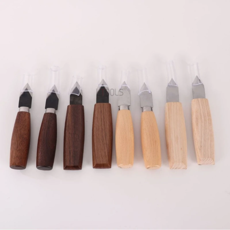 

Woodworking Carving Knife Durable Wooden Handle Pointed Shovel Round Handle Flat Handle Engaging Knife Manual Wood Carving Tools