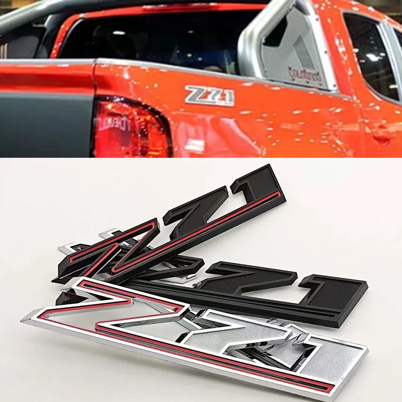 3D ABS Red Chorme Logo Z71 Emblem Car Fender Badge For Chevrolet Tahoe Colorado Cheyenne Chevy Silverado Z71 Sticker Accessories