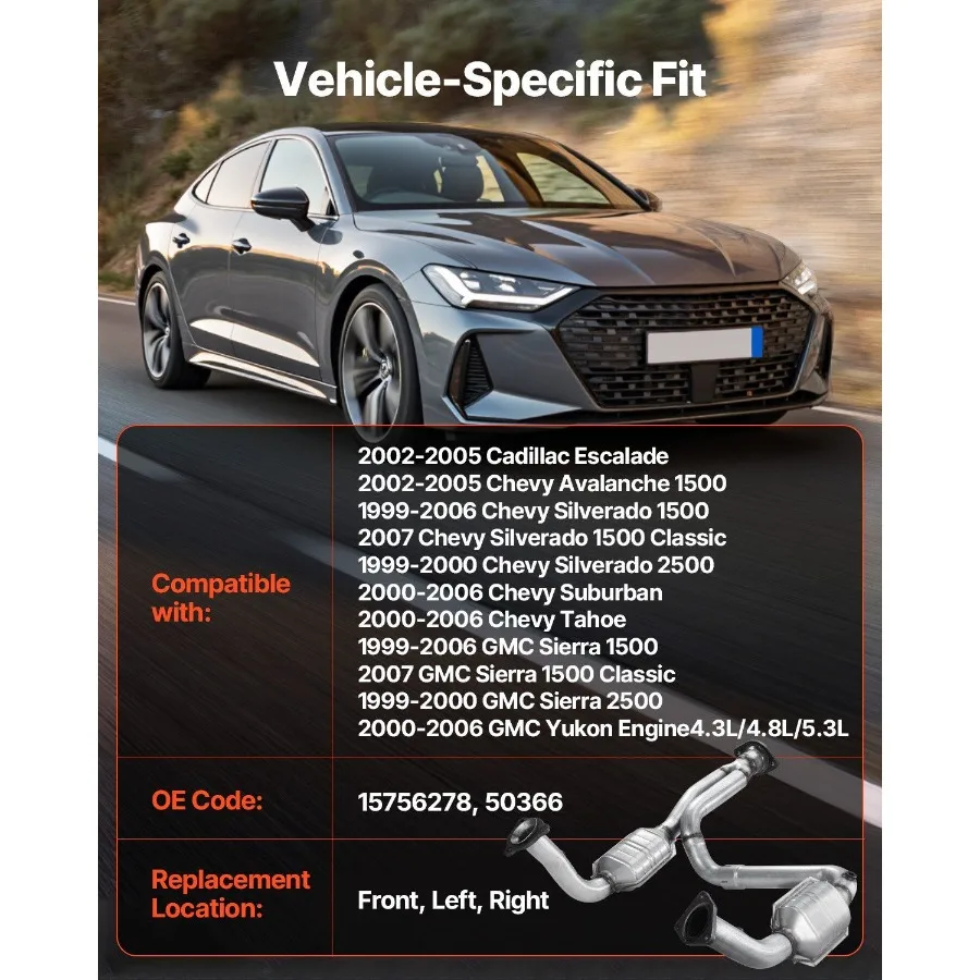 محول حفاز متوافق مع كاديلاك إسكاليد تشيفي أفالانش سيلفرادو سوبربان تاهو جي إم سي سييرا يوكون 4.3L V6 4.8L 5.