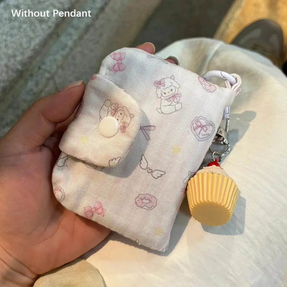 Casual Canvas Cute Animal Coin Purse Multi Layer Portable Card Holder Cartoon Cat/Bear/Lamb Wallet Pouch Earphone