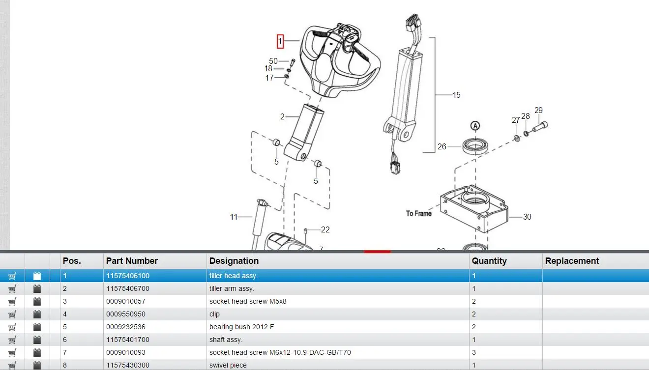 Linde forklift genuine part tiller head assy 11575406100 electric pallet truck 1157 warehouse truck T20APHP new service spares