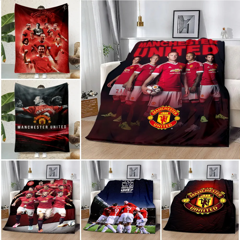 Printed Blanket Picnic Blankets M-Manchester Warm Blanket Soft and U-United F.C Comfortable Blanket Home Travel Birthday Gift