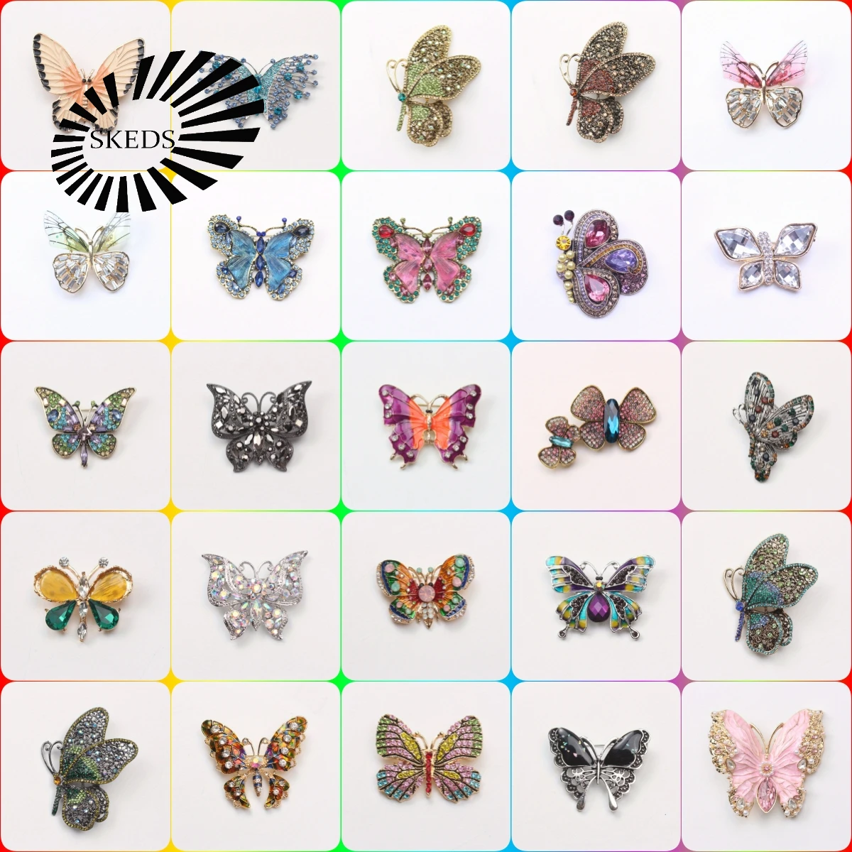 New Butterfly Brooch Fashion Upscale Animal Accessories Rhinestone Pin Style Vintage Corsage