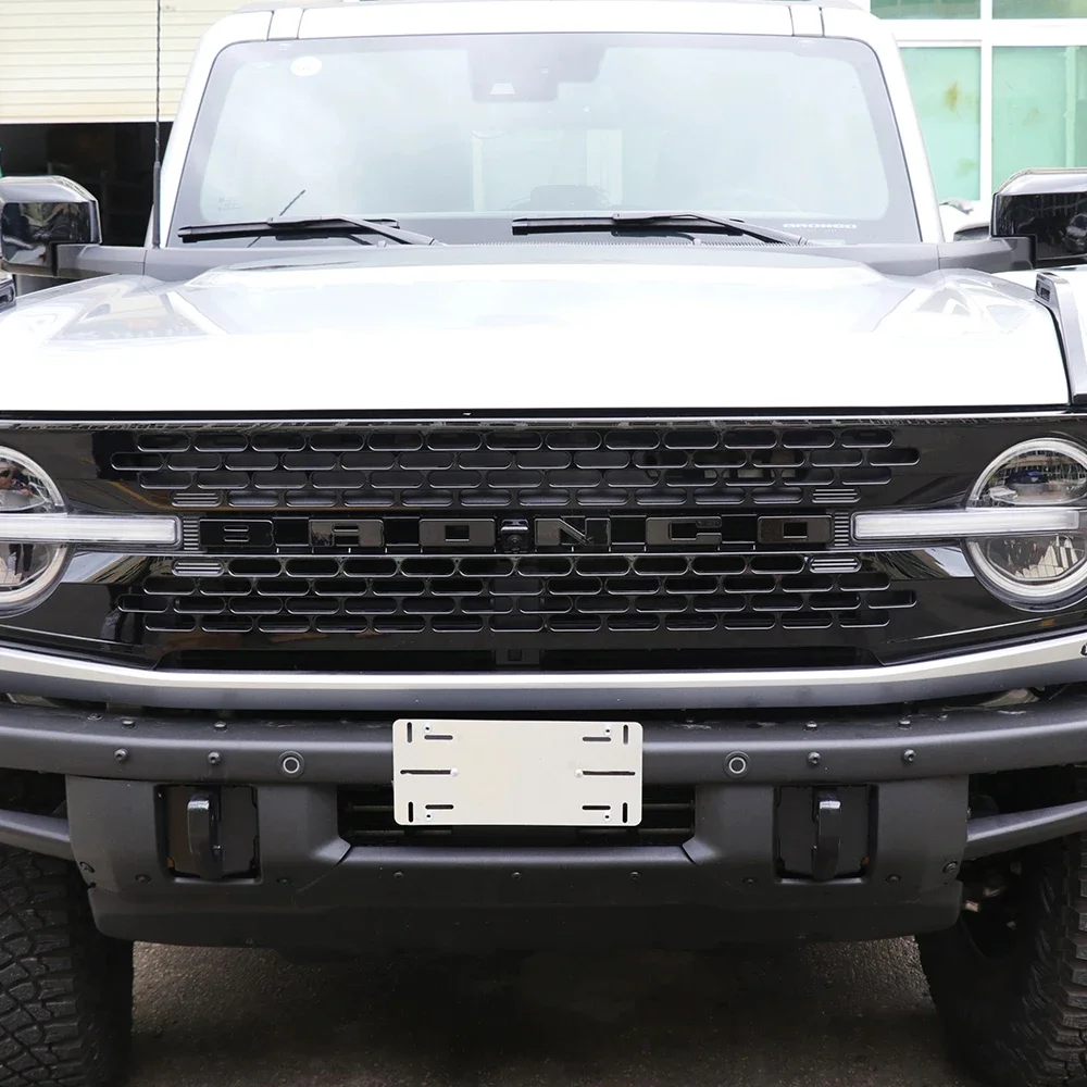 Front ABS letter sticker for 2021-2022 Ford Bronco logo letter decorative cover front bumper grille logo trim cover auto parts