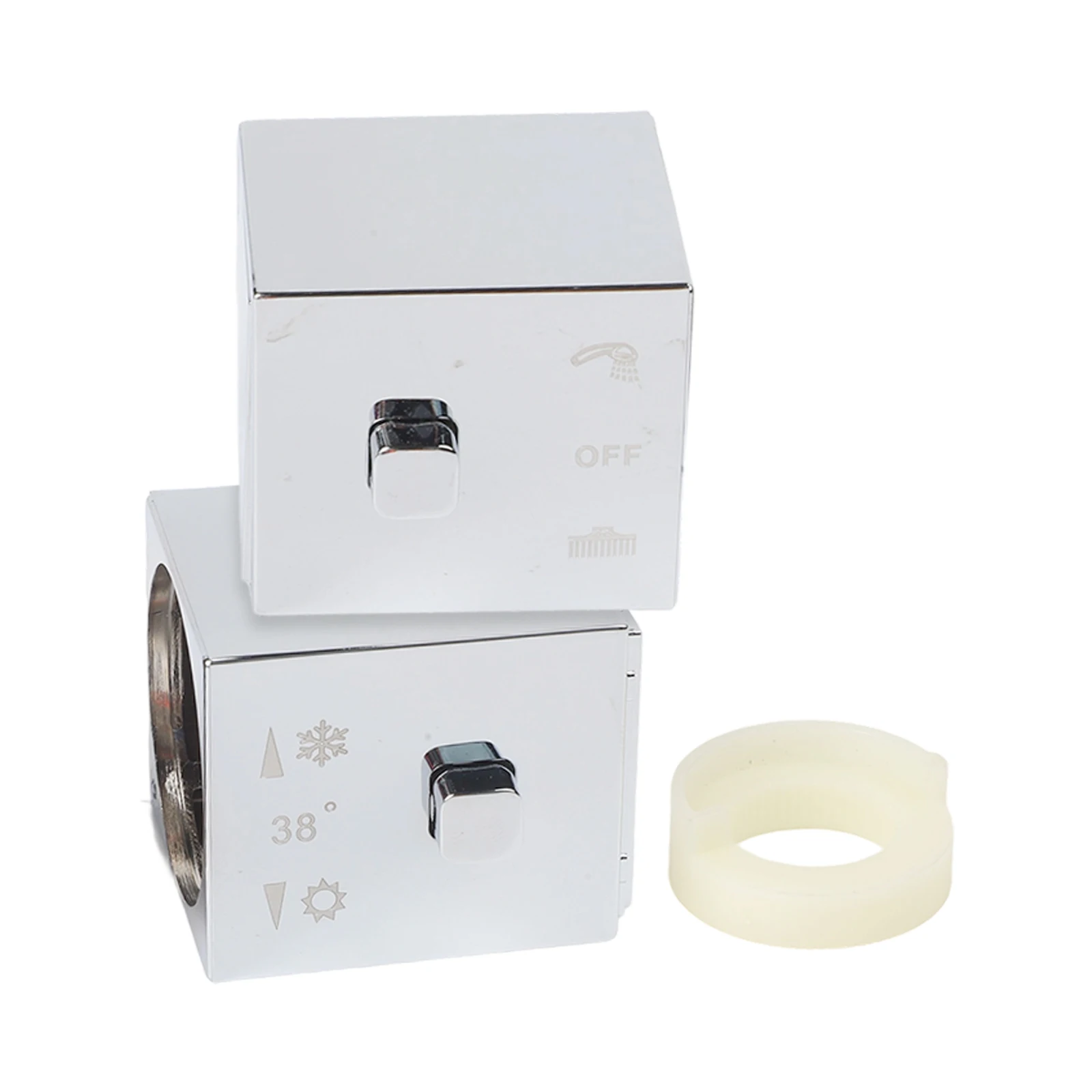 

1 пара квадратных ручек для контроля температуры душа с хромированной отделкой, совместимых с термостатическими смесительными клапанами для душа