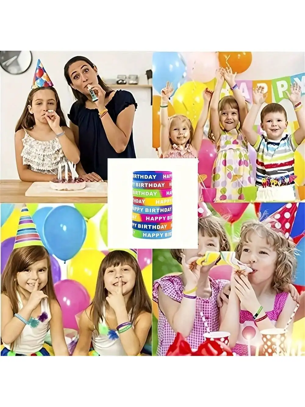 8/16/24/48pcs Colored Silicone Wristbands for Birthday Party Supplie,Interesting birthday present,Happy Birthday Rubber Bracelet