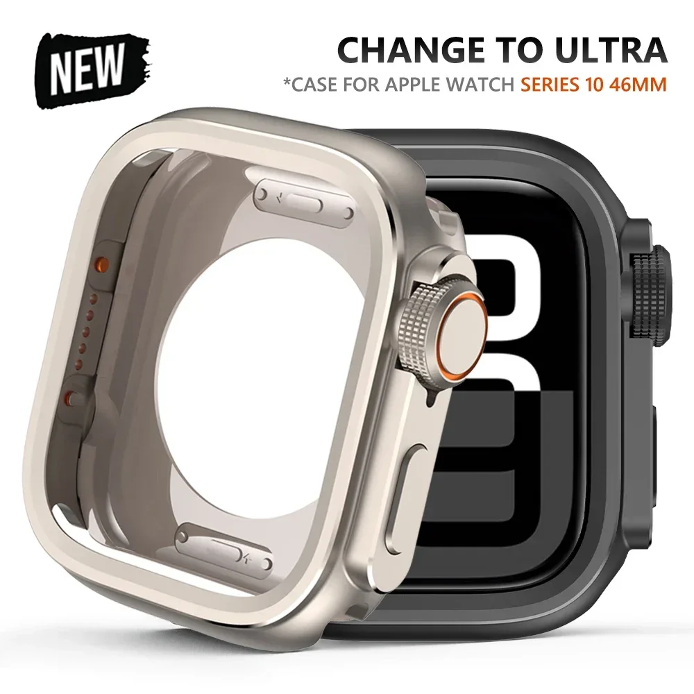 Metal Alloy Case For Apple Watch Series 10 46mm Change to Ultra 2 49mm Screen Protection Shell Cover for iwatch 10 Bumper Frame