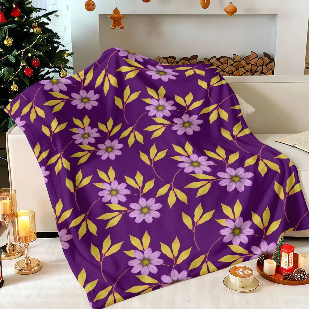 Sage Wildflowers Design Thanksgiving Silky Velvety Ultra-Soft Fleece Blanket Ideal for Home Bedroom Decoration and Gifts