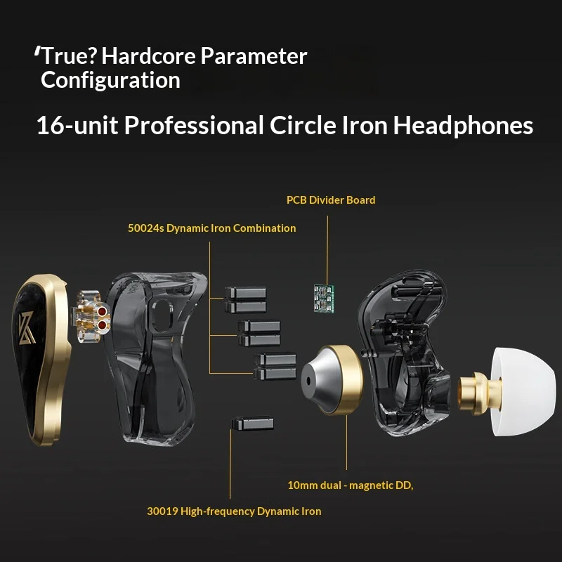 KZ ZAS Metal Wired Earphone 16-Unit Hybrid Technology Music Bass In-Ear Monitor Headset Sport Game Noice Cancelling Headphones view 4