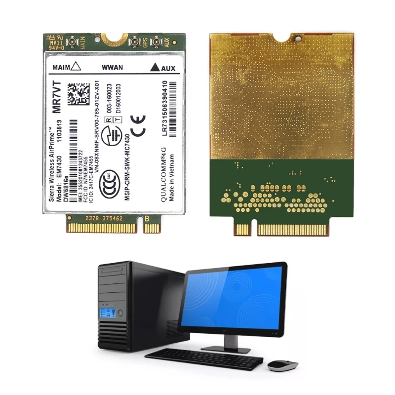 بطاقة 4G LTE EM7430 DW5816e Cat6 M2 WWAN لـ Latitude 7280 7285 7290 7389 7390