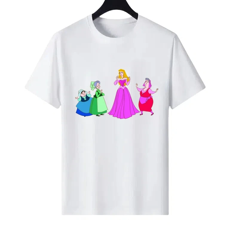 

Disney Sleeping Beauty Pattern Woman Family Summer Parent-child Clothing Tops Ladies Cheap y2K Short Sleeves T-Shirt Sweatshirts