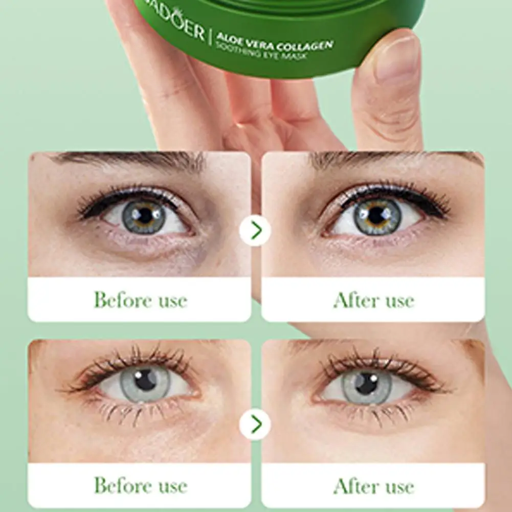 SADOER 30Pairs/Box Aloe Vera Collagen Eye Mask Nti Dark Circles Eyes Bags Moisturizing Firming Eye Patches Eyes Skin Care Makeup