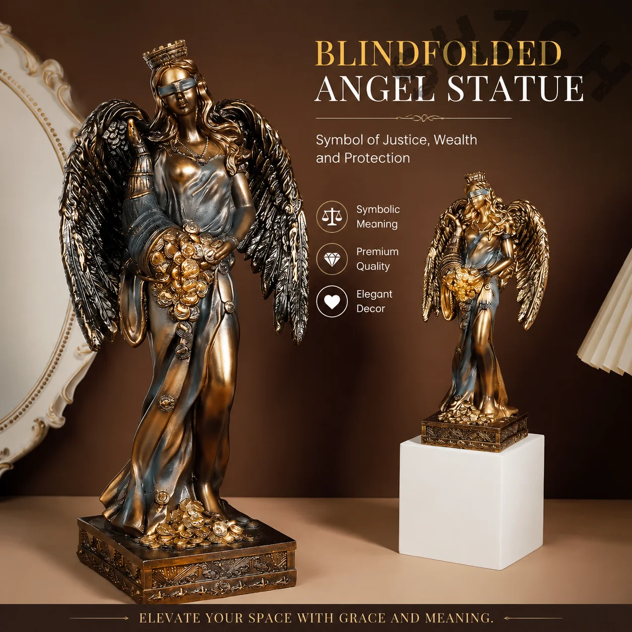 Greek Fortune Muse Mythical Characters Angel Figurine Ornaments Study Tabletop Wisdom Sculpture Living Room Home Decorations