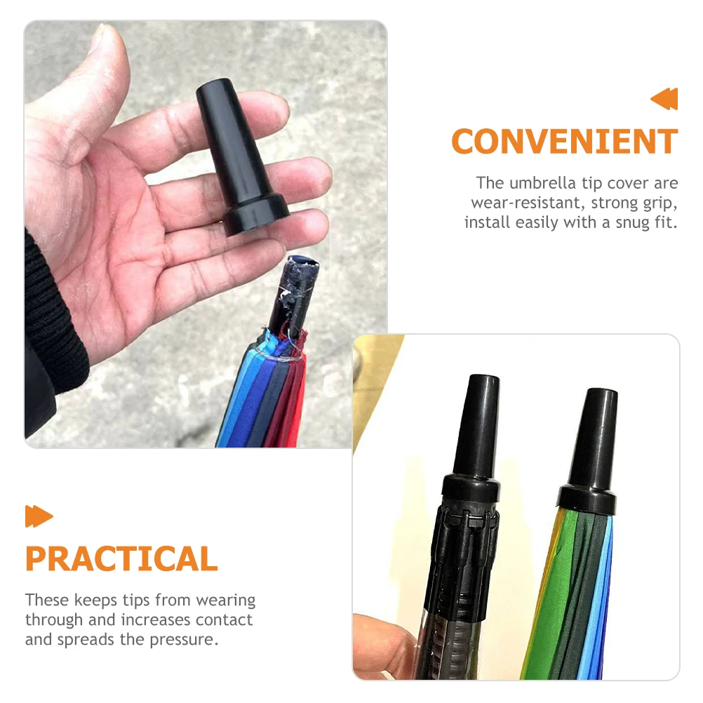 

2pcs Long Pole Caps Replacement Thick Tip Covers Shockproof Wear Resistant Repair Parts Easy Install Rain Sun Accessories