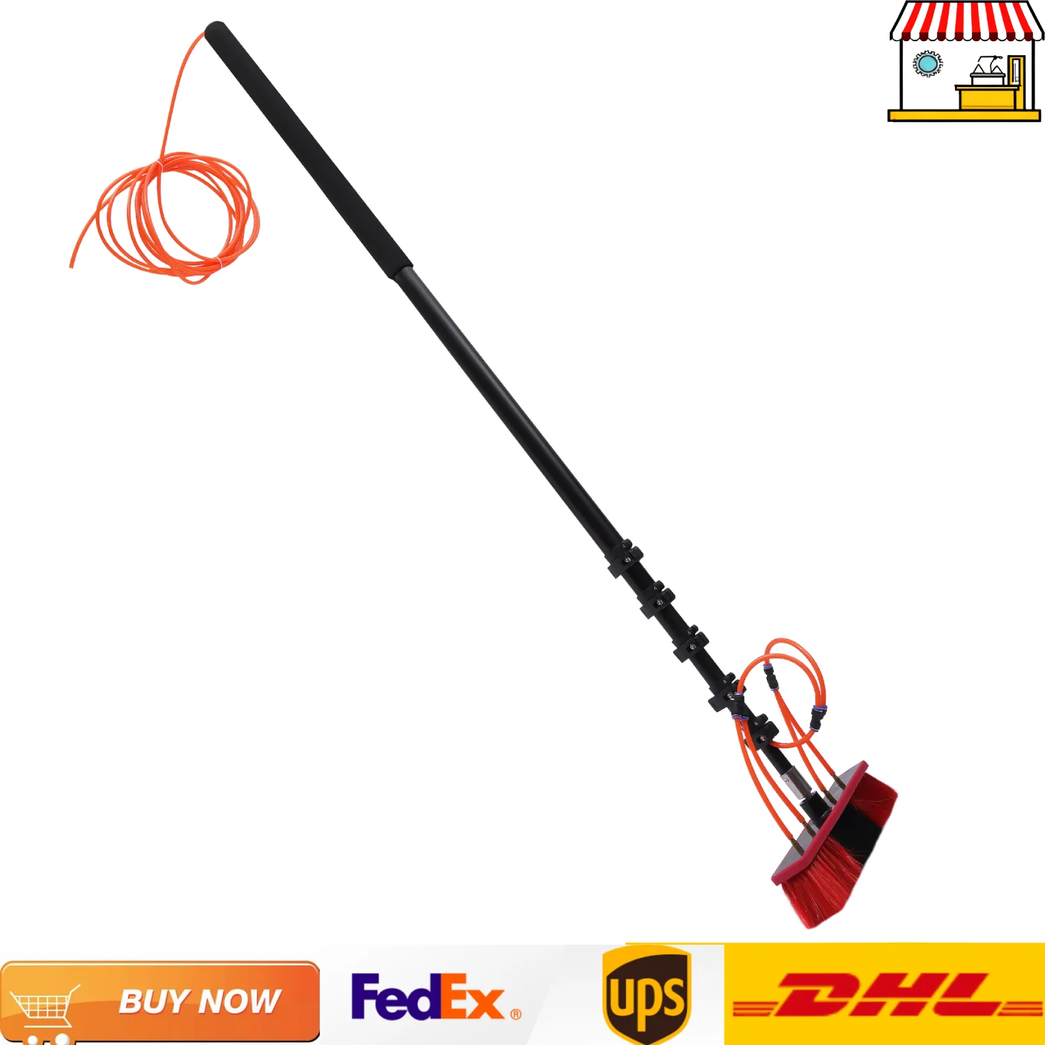 

24ft Extendable Solar Panel Cleaning Brush and Pole| Telescopic High Reach Window Solar Panel Washer