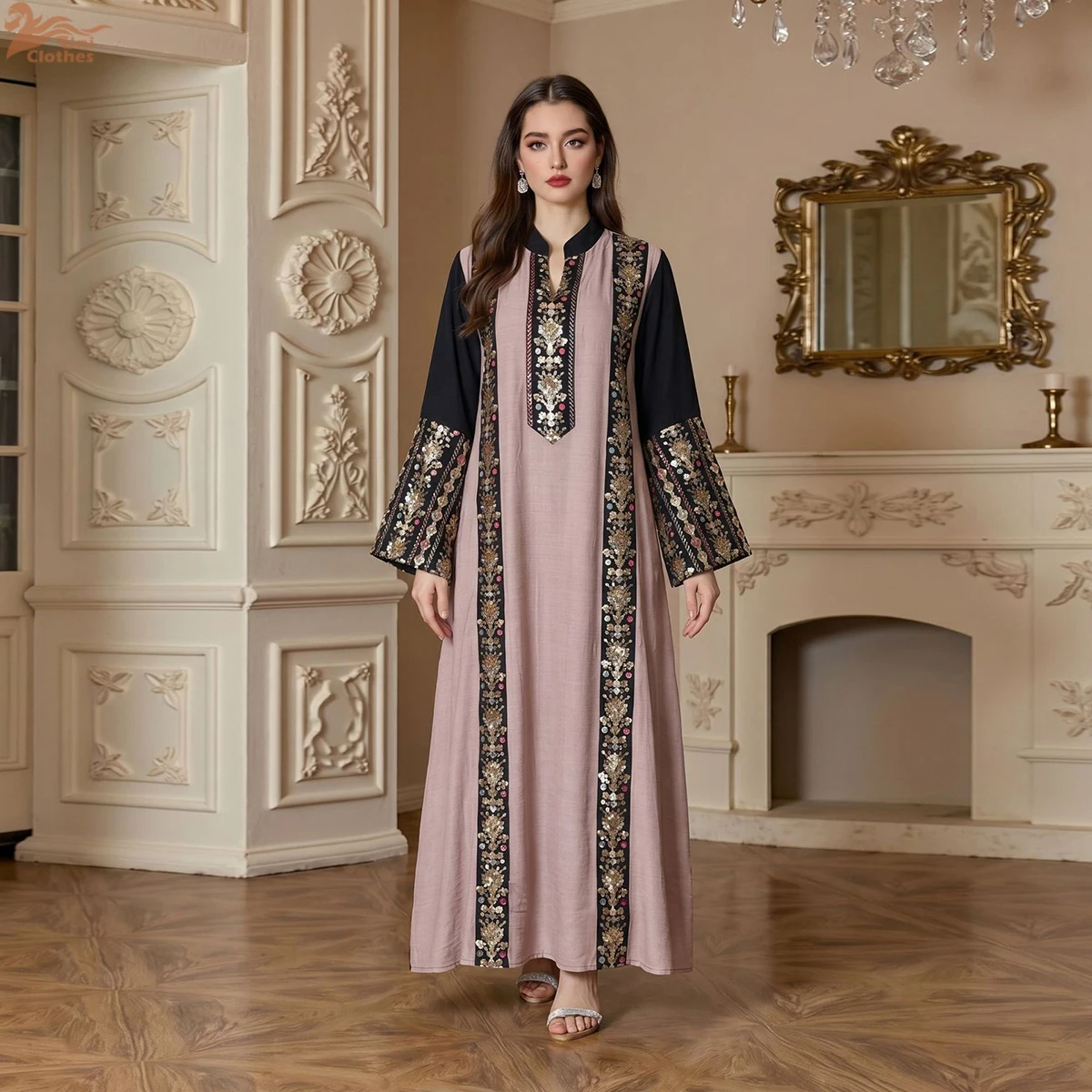 Luxury Sequins Embroidery Abaya Dress Middle East Arab Oman Moroccan Caftan Dubai Muslim Women Party Evening Long Robe