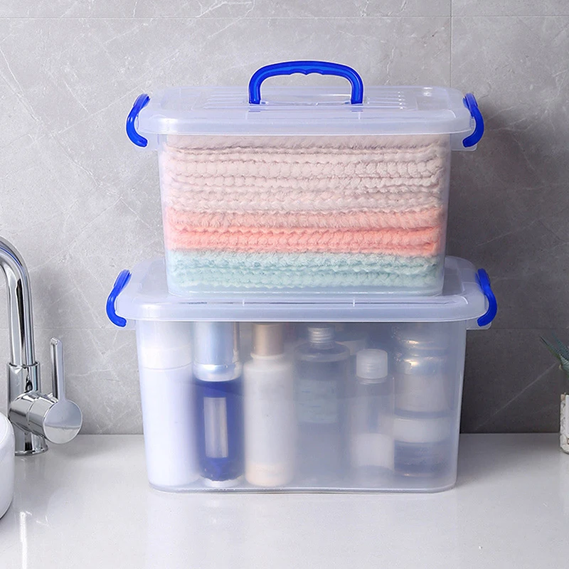 Portable Thick Transparent Storage Box Plastic Box With Lid Storage Box Toy Clothes Snack Sundries Storage Case