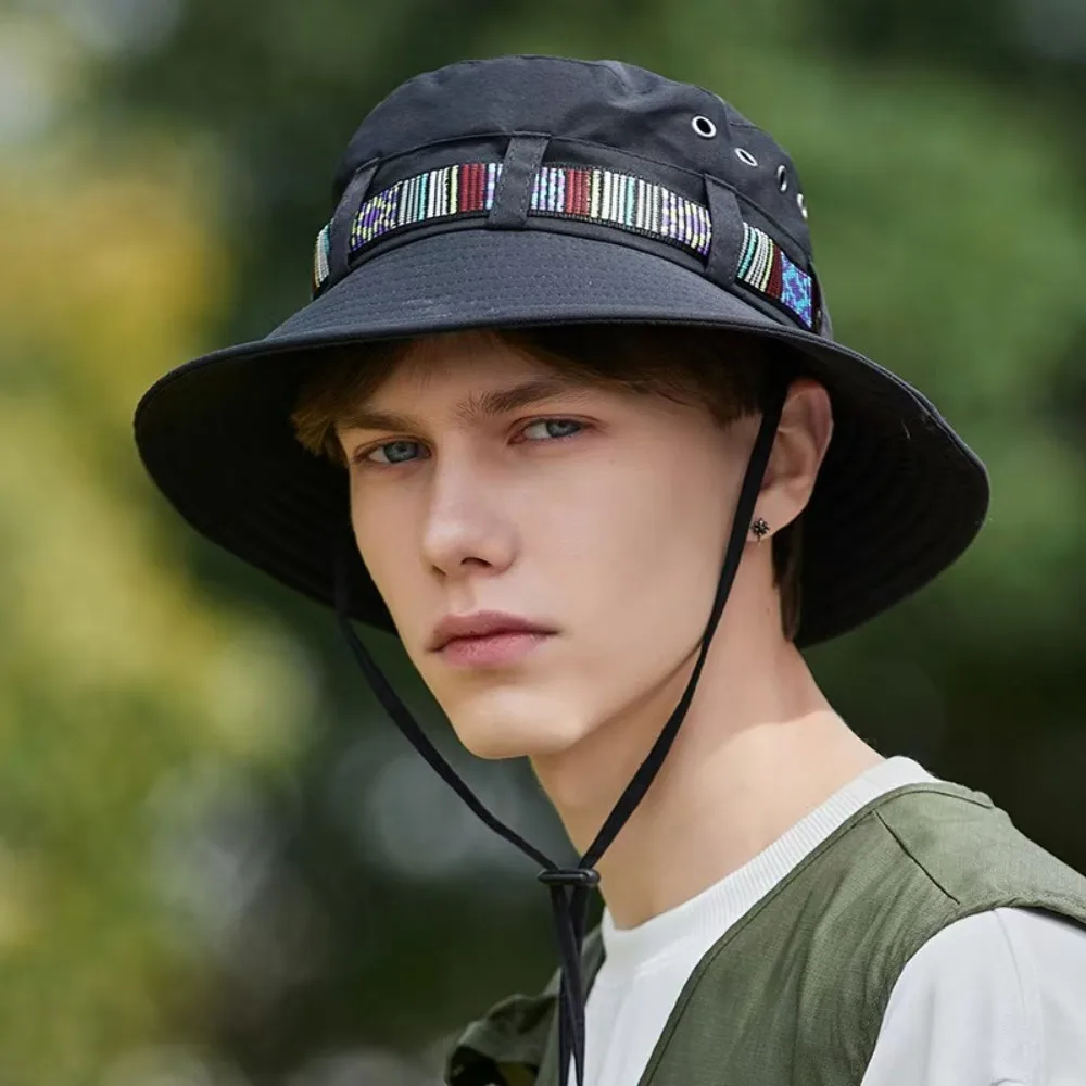 Fashion Sun Protection Sun Hats Breathable Quick-Dry Bucket Hat Adjustable Drawstring Fisherman Hats Outdoor