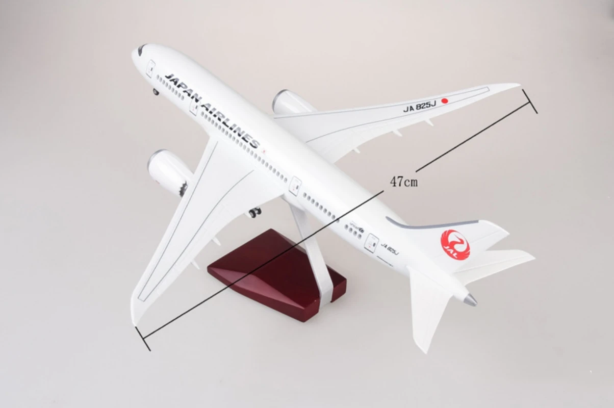 47cm avião modelo japão companhias aéreas 787 b787 avião escala 1:130 resina diecast brinquedo aviões com luz e rodas coleção