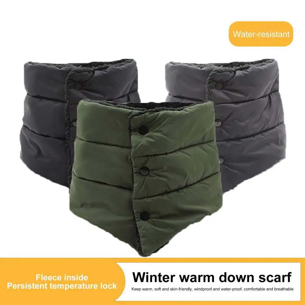 Women Down Scarf High Collar Thickened Velvet Lining Scarf Waterproof Warm Flannel Scarf Buttons Outdoor Cycling Riding Scarves