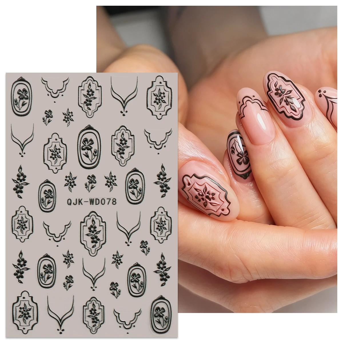 2 قطعة الربيع الرجعية التطريز النمط الرعوي تنقش ملصقات فن الأظافر ، رائعة 5D مسمار ملصقات فنية ، مسمار الديكور ، DIY بها بنفسك ، هدية #3