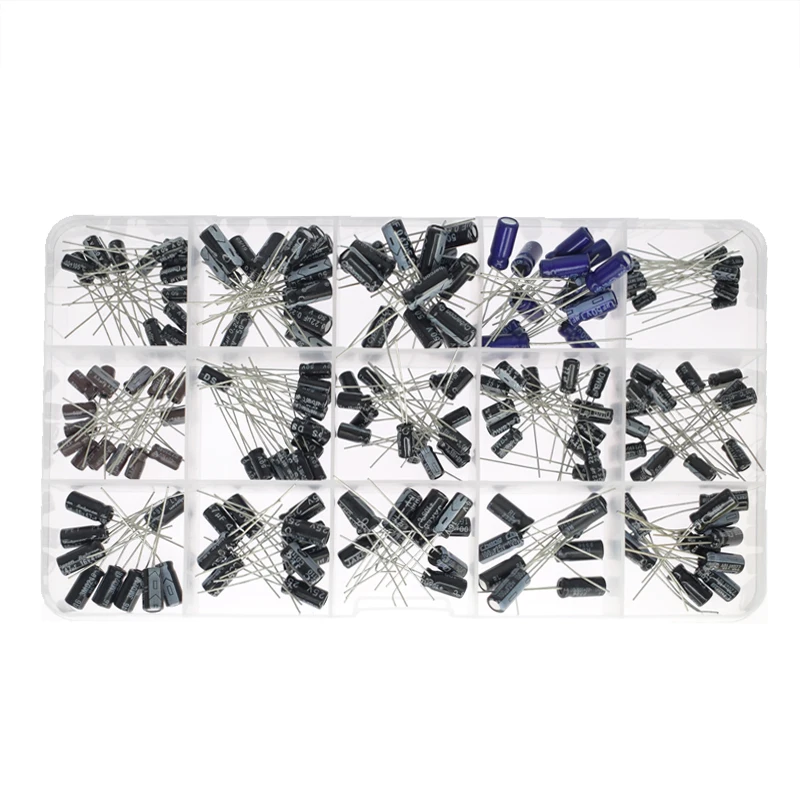 200pcs Radial Capacitors Set 15Values 10V 16V 25V 50V 0.1uF-220uF Electrolytic Capacitor Assortment Kit 0.22uf 2.2uf 100uf