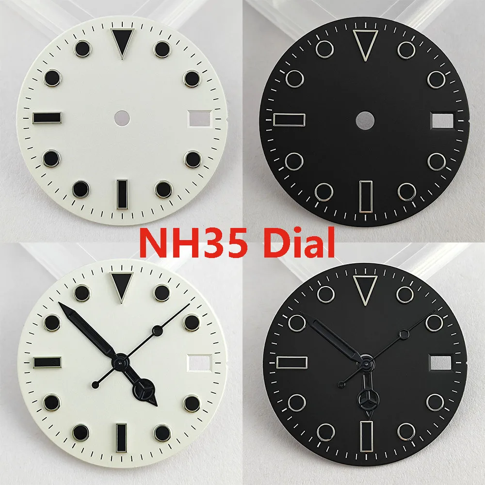 

28.5mm black/white dial without Luminous black scale dial suitable for NH35 movement watch accessories