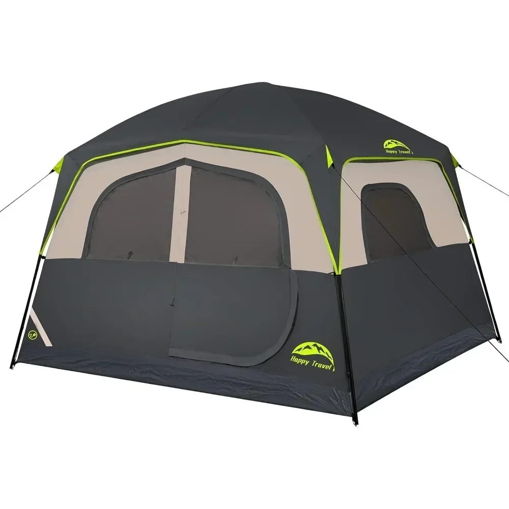 

Hot salesHappy Travel Tent 6 Person Tents for Camping, Waterproof Easy Setup Camping Tent with Rainfly, Portable Large Family Ca