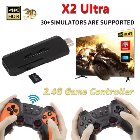 X2 Ultra Video Game Console 4K Game Stick HD Retro Video Game Console Wireless Controller TV 30+Emulator For PS1 or Only GamePad