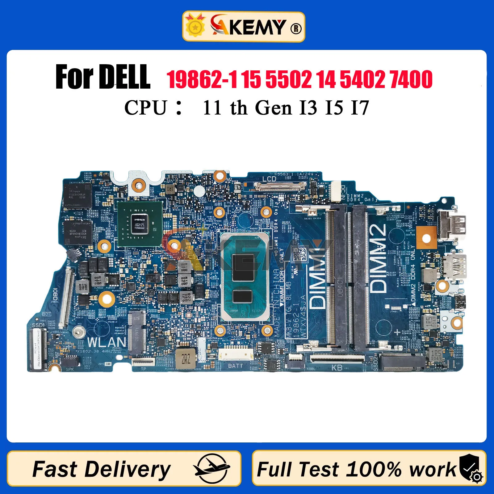 

For Dell Vostro 5402 5502 Laptop Motherboard with i3 i5 i7 19862-1 CN-0G0XMN 04D2JV 0H2F8K 010GRP 0JV4DR Mainboard 100% Test
