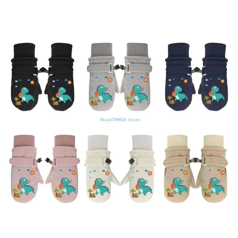 

Printed Cartoon Dinosaur Gloves Thermal Gloves for Boy Girl Teens Winter Mittens
