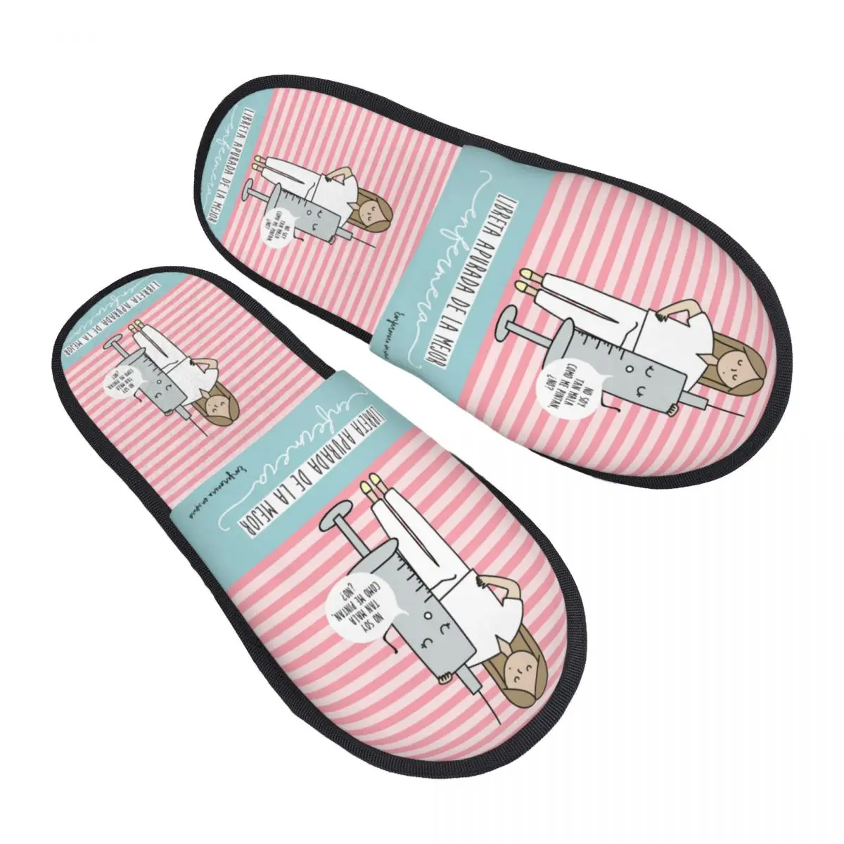 Custom Print Women Cartoon Ladies Nurse Doctor Printed House Slippers Cozy Warm Memory Foam Fluffy Slipper Indoor Outdoor Shoes