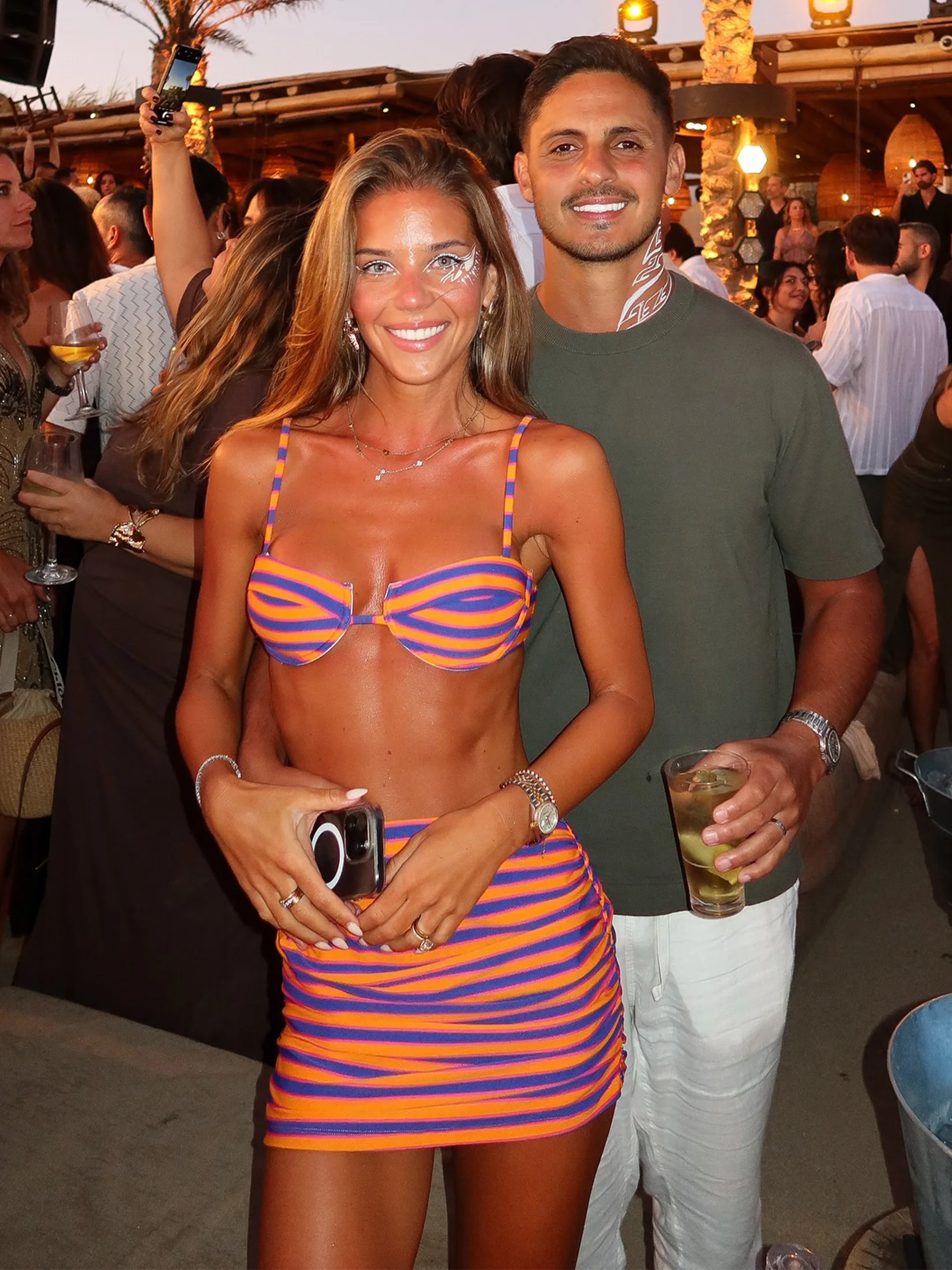 موضة الأزرق مخطط طباعة 3 قطعة مجموعة البكيني 2025 المرأة الصيف مثلث البيكينيات ملابس السباحة مع تنورة صغيرة ثوب السباحة K322 #5