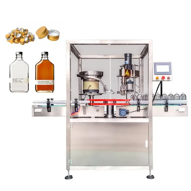 CM100 Automatic Whiskey Wine Bottle ROPP Aluminum Cap Locking Pneumatic Twist Off Screw Sealing Capping Machine for Metal Cap