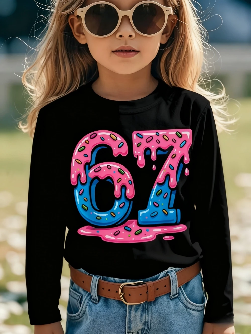 

6 7 Meme T-Shirt for Kids Funny Digital Print Autumn Long Sleeve Tees Loose Comfortable Tops Streetwear Y2k Children's Clothing