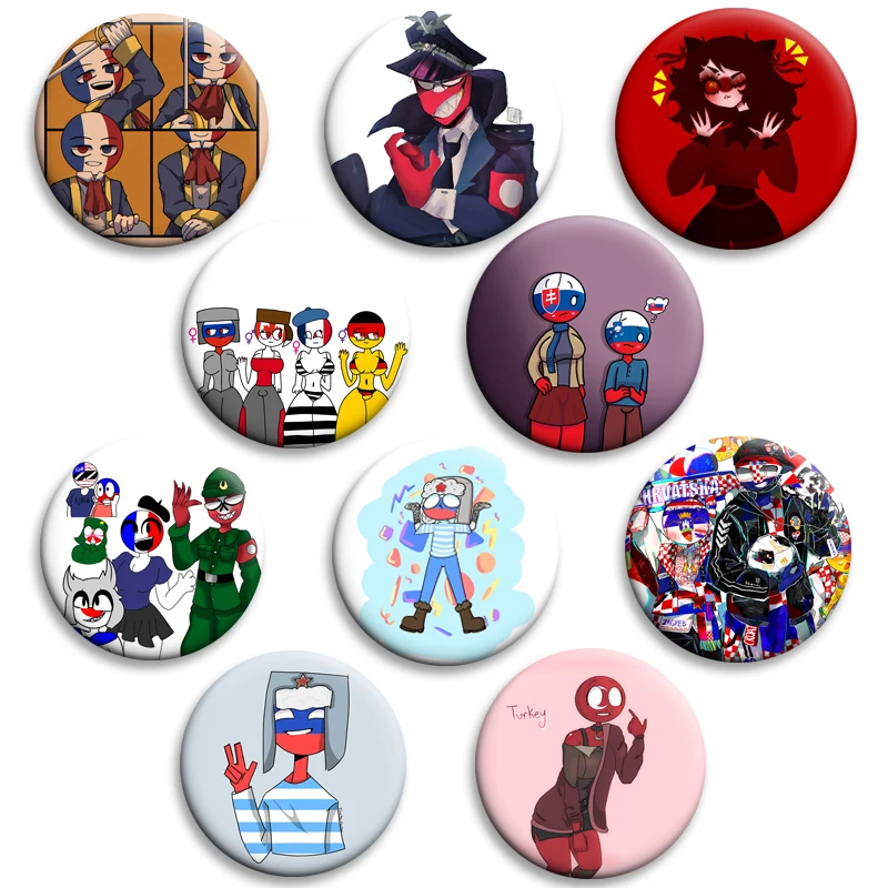 Countryhumans Badge Russia Poland Brooches Anime Country Lapel Pins Clothing Accessories Backpack Decor Unique Gifts for Friends
