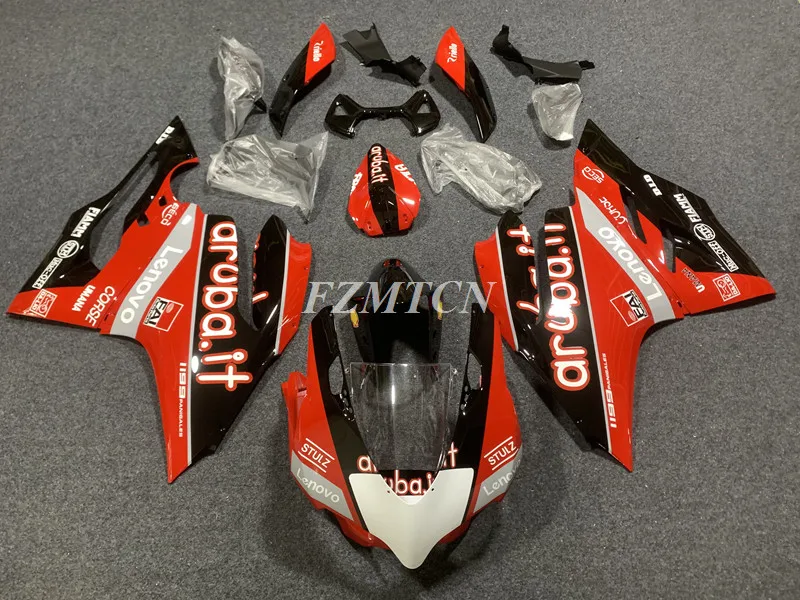 4 presentes novo kit de carenagens abs apto para ducati panigale 899 1199 2013 2014 2015 2016 13 14 15 16 conjunto carroçaria personalizado vermelho preto