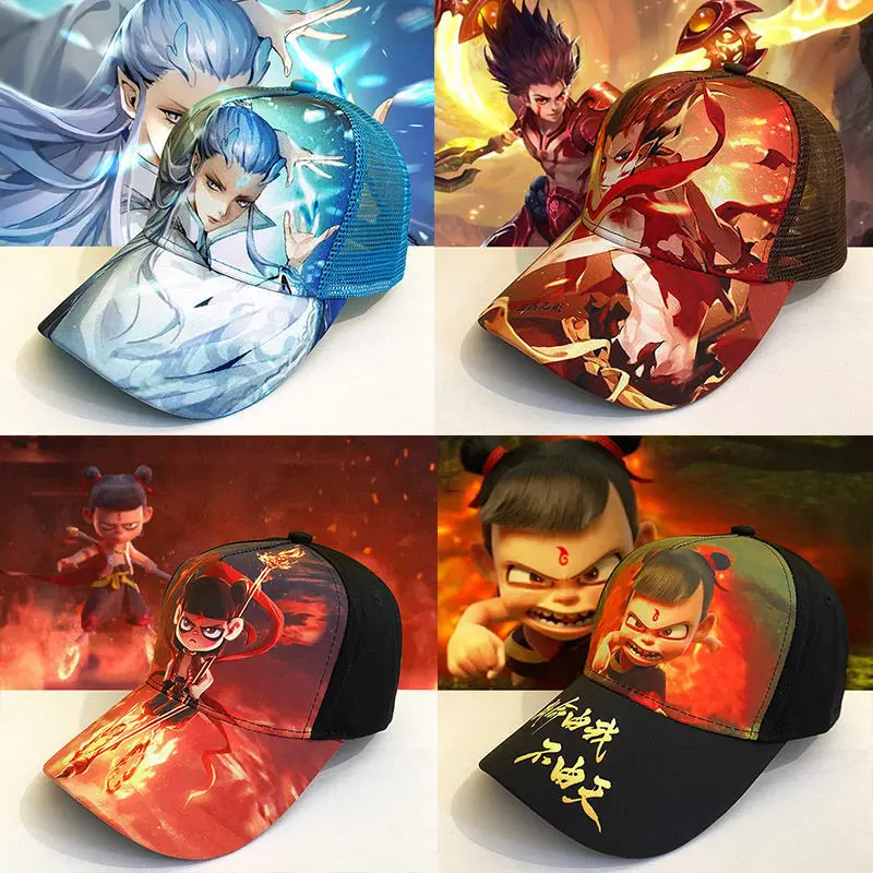 New Nezha Ao Bing Anime Character Peripherals Cartoon Cute Children's Baseball Caps Creative Personality Boy Print Awning Caps