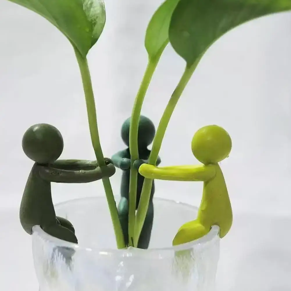 3Pcs Human Shape Hydroponic Plant Fixer Plastic Plant Support Branch Stand for Office Desktop Decoration Plant Accessories