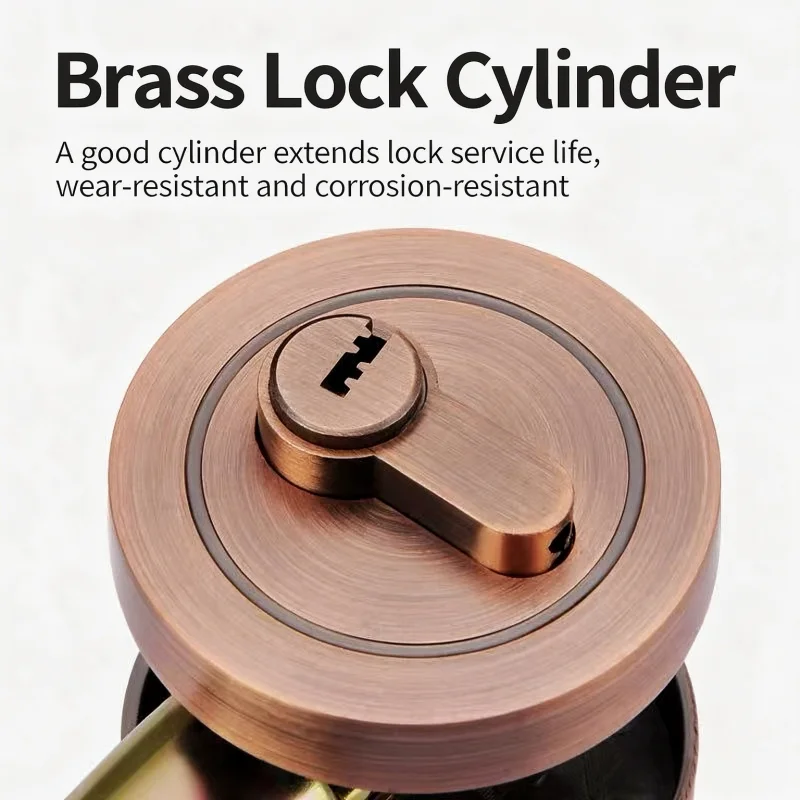 Wooden Door Invisible Lock, Single Double Sided Round Deadbolt Lock, Interior Auxiliary Lock for Bedroom and Passageway