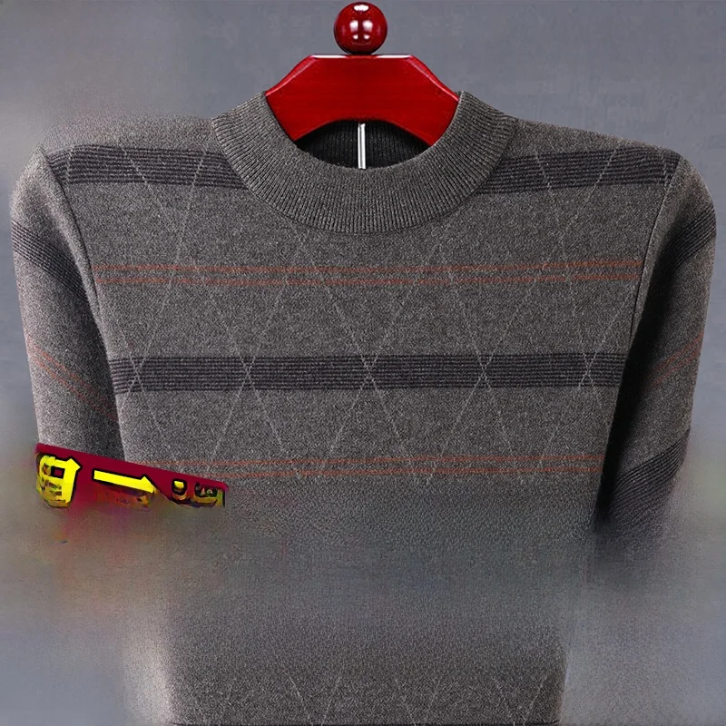 

Мужской свитер из шерсти 00, зимний деловой трикотаж с высоким воротником из чистой шерсти, длинный свитер для папы среднего возраста