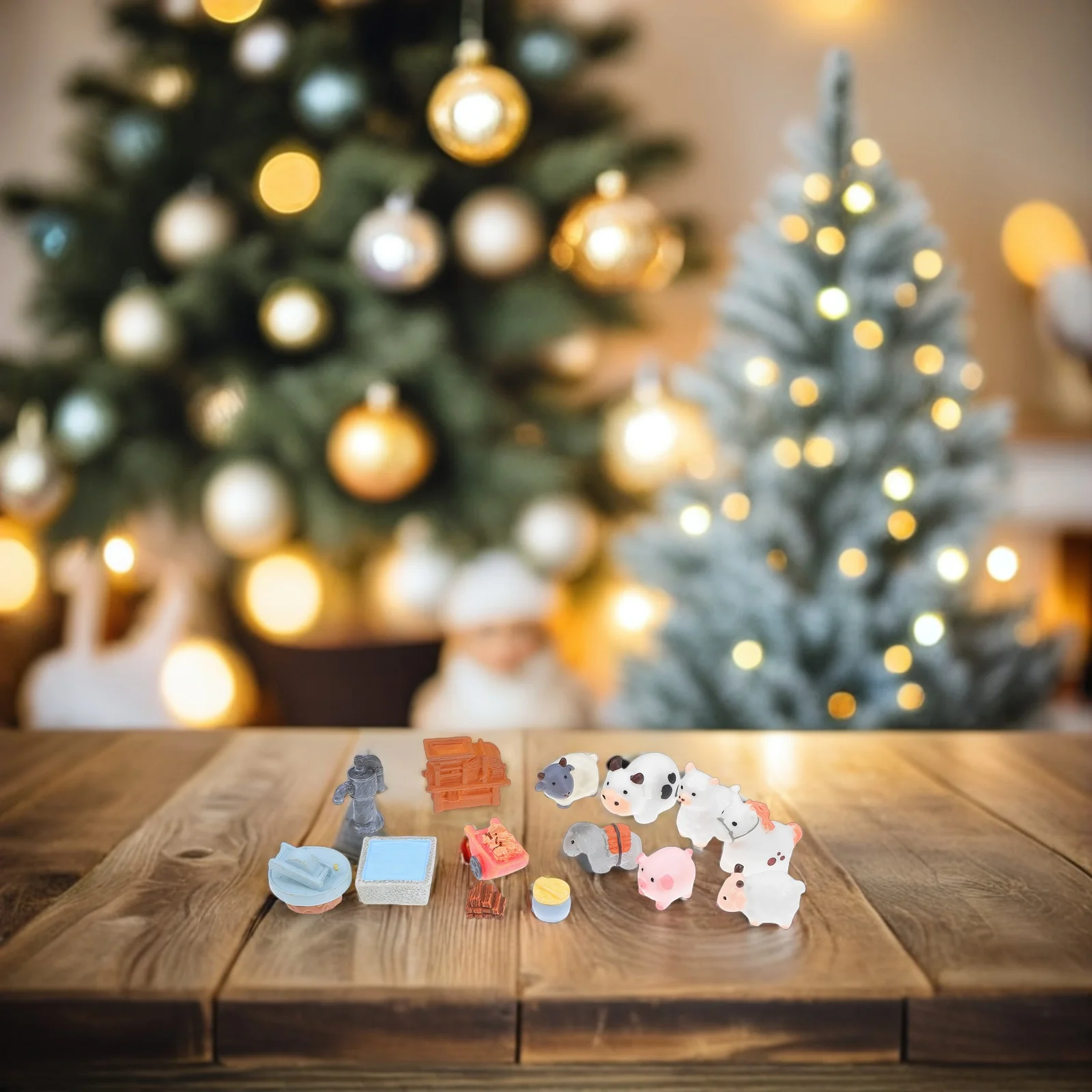 14 قطعة مزرعة صغيرة الراتنج الحيوان 14 قطعة المشهد الصغير ديكور مجموعة Diy بها بنفسك دمية بونساي حديقة الاطفال اللعب المشهد يده #6