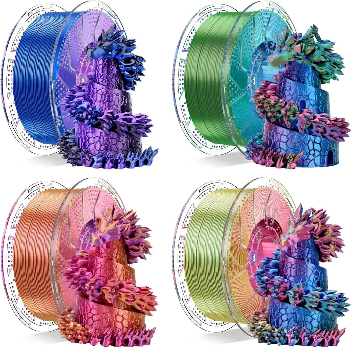 

Шелковая PLA-нить для 3D-принтера, 1.75 мм, многоразовая катушка, набор рождественских цветов, 4 кг/8.8 фунтов