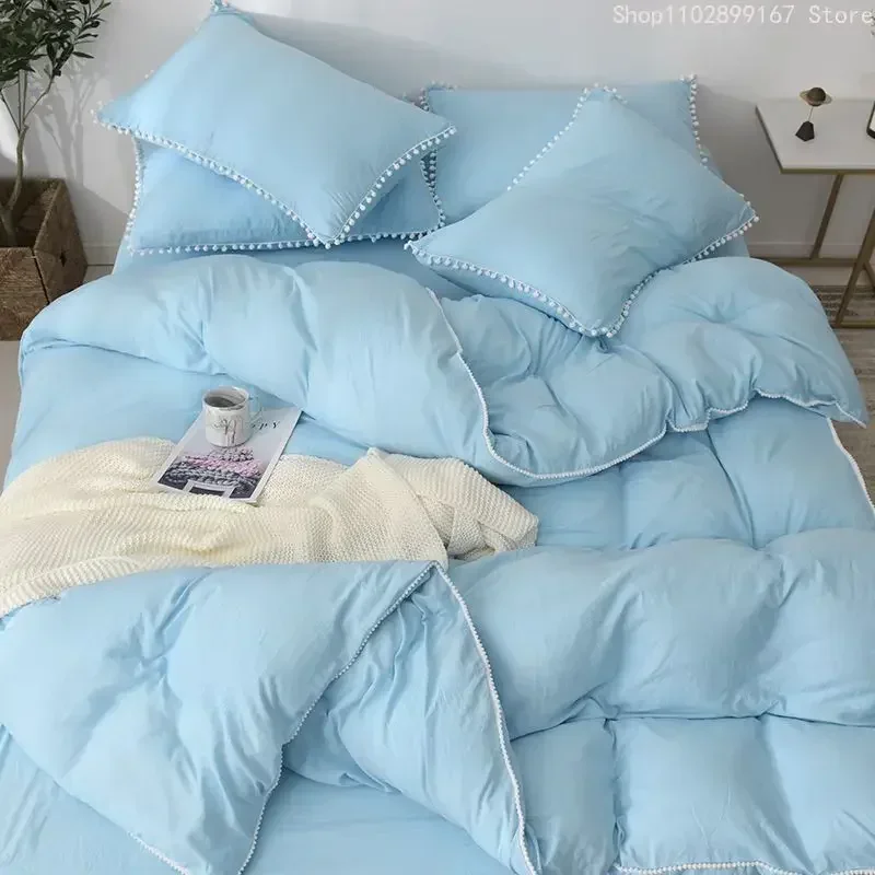 

Solid Color Duvet Cover Single Double King Quilt Cover Bed Sheet Pillowcase Bed Hotel Home Skin Friendly Bedding