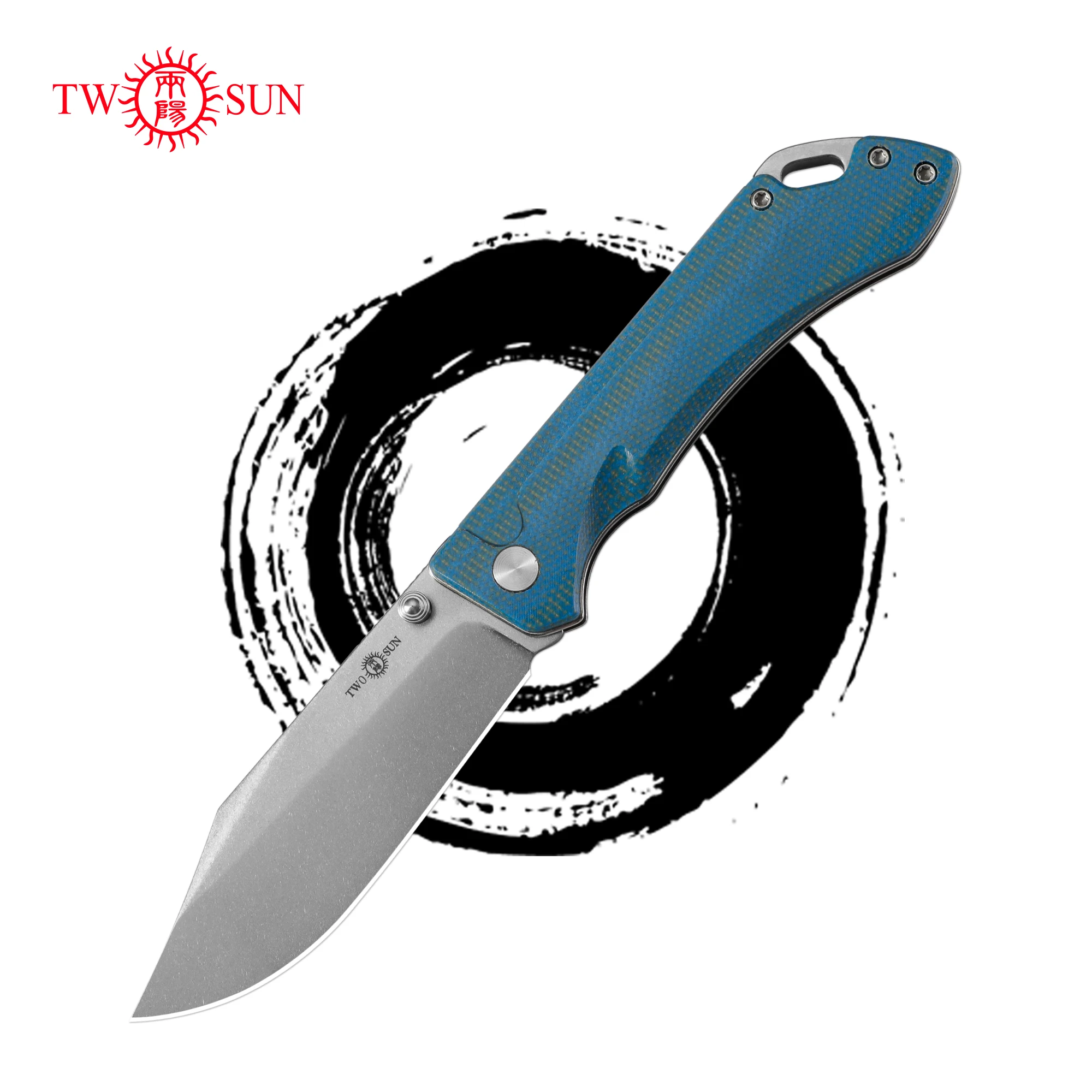 

TWOSUN TS495 Folding Knife 14C28N Blade Ceramic Bearing Blue Handle Multipurpose Knife Outdoor Camping Hunting Survival edc Tool