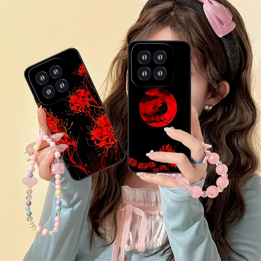 Cool Red Spider Lily Mobile Cell Phone Case for Xiaomi 14 13 12 11 10 9 T Ultra Lite Pro S SE X 5G Black Soft Phone Cover Shell