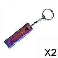 2X Stainless Steel Outdoor Survival Whistle with Keychain Colorful